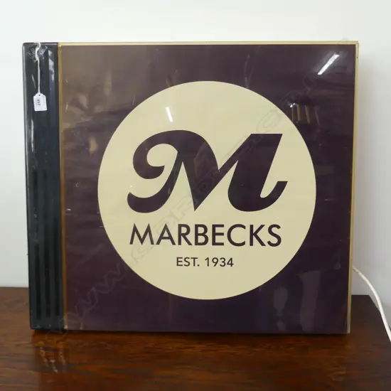 LARGE OLD MARBECKS ADVERTISING LIGHTED SIGN - SHAPE OF CD  600 x 680mm