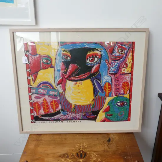 JENNY DOLEZEL 'GREENPEACE SAFE AND HAPPY ANIMALS' PRINT 1989 415 x 525mm