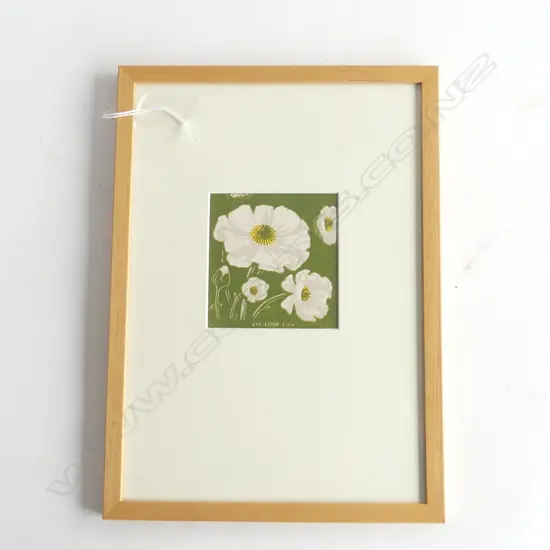 JOHN L MOORE 'MT COOK LILY' WOODCUT FRAMED TRUGUARD GLASS