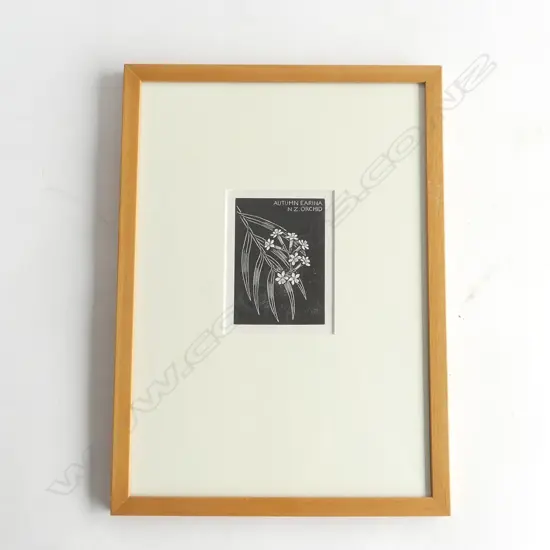 JOHN L MOORE 'AUTUMN EARINA NZ ORCHID' WOODCUT INITIALLED FRAMED TRUGUARD GLASS