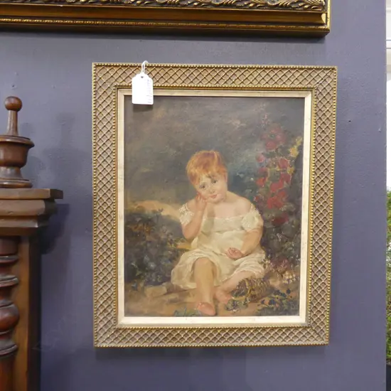 REGENCY PERIOD CHILDS PORTRAIT painted in THINNED OILS 270 x 215mm