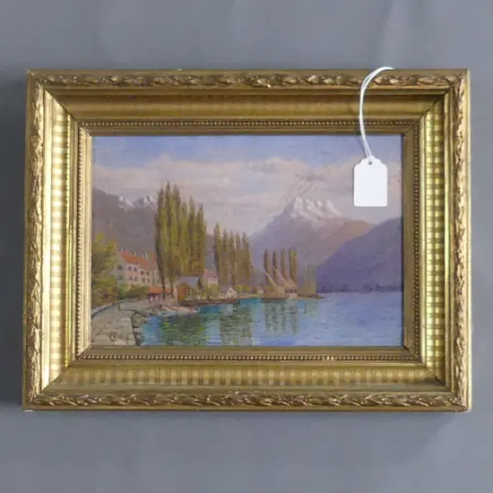 LAKE COMO OIL LAKE SCENE 1884 160 x 220mm