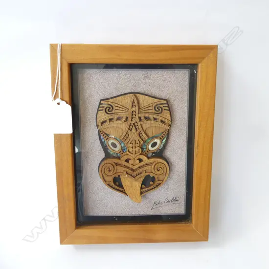 MIKE CARLTON 'WHEKU' LASERCUT TIKI ARTWORK 180 x 130mm
