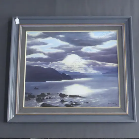 HARRY SANGL 'CLOUDS & SEA' OIL SIGNED & DATED '89 500 x 600mm