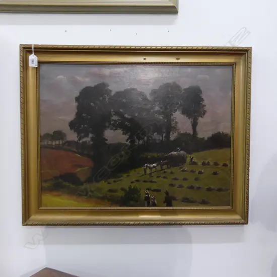 ANTIQUE UNSIGNED ENGLISH LANDSCAPE OIL 440 x 590mm