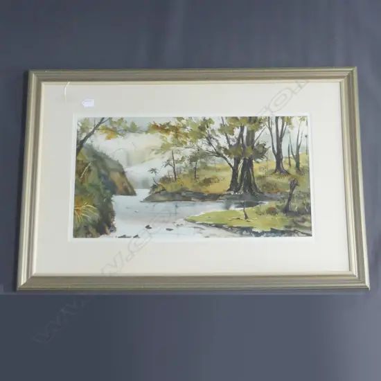 G. T. CURLE LANDSCAPE W/C SIGNED & DATED '80 370 x 710mm