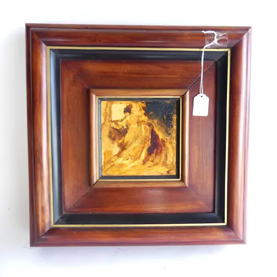 WOODEN BOX FRAMED SM ABSTRACT PAINTING (INCL FRAME SQ 360mm)