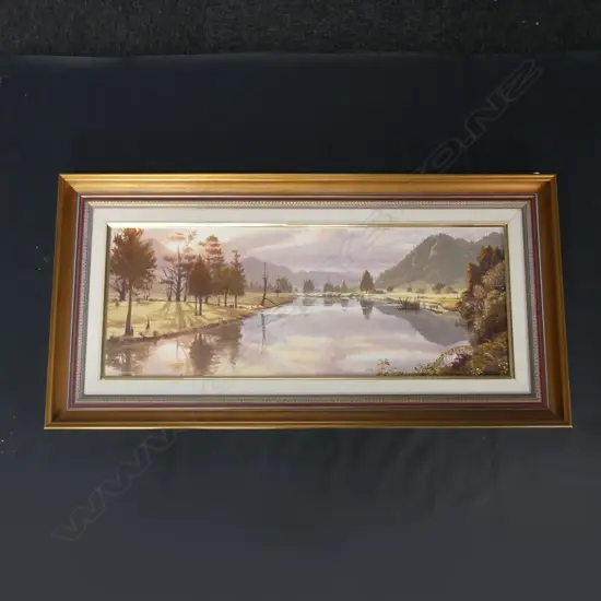 GRAHAM BRADDOCK, OIL ON BD, 'MORNING TONGAPORUTU RIVER, TARANAKI' SIGNED. 290 x 775mm