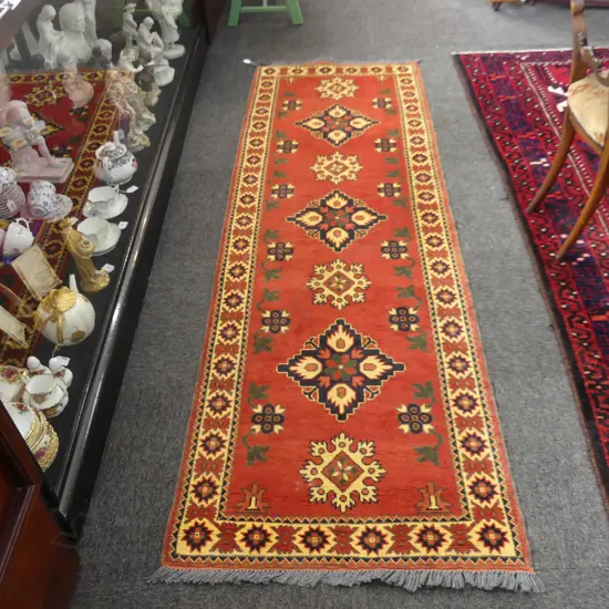 HAND KNOTTED ALL WOOL RUNNER 2380 x 750mm