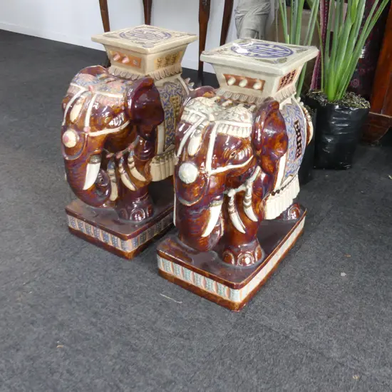 PR ELEPHANT STOOL SEATS COLOURED GLAZES
