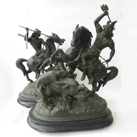 PR SPELTER MARLY HORSES H.385mm