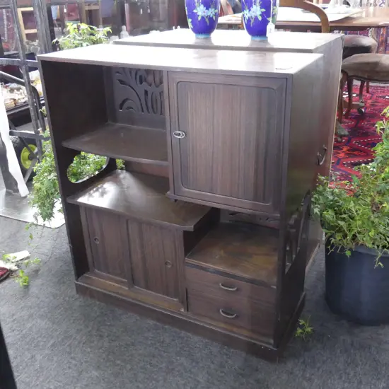EARLY 20thC JAPANESE EXOTIC WOOD SMALL TANSU DISPLAY CHEST...