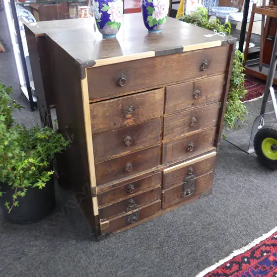 19thC. JAPANESE COLLECTOR'S CHEST 12 DRAWERS some later repairs 605 x 415 x 760mm