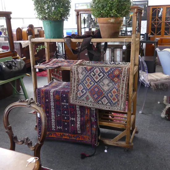 VINTAGE WOODEN SHOE RACK - 4 SHELVES L.1200 H.1300mm