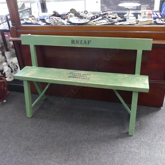 REPO GREEN PAINTED RNZAF FLYING SQUADRON BENCH SEAT L. 1300mm