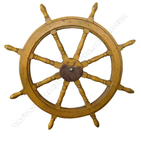 VINTAGE 1940S SHIP'S WHEEL, FROM OLD FISHING BOAT IN SHANGHAI, , DIA. 1090mm