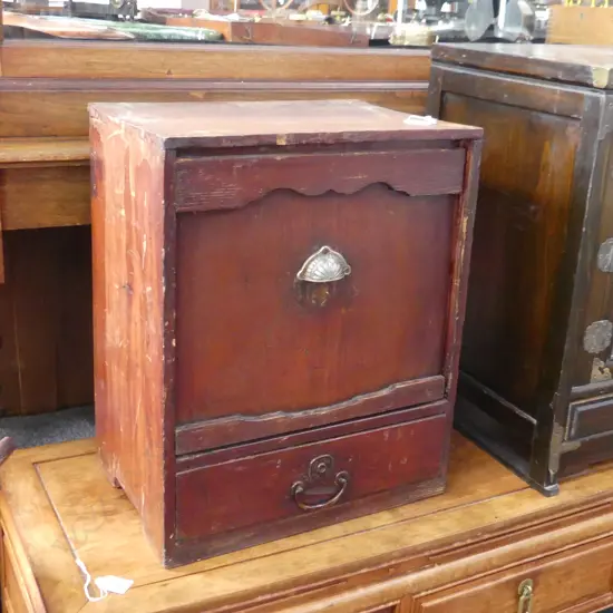 EARLY 20thC JAPANESE SMALL CHEST 1 DOOR 1 DRAWER 385 x 270 x 478mm