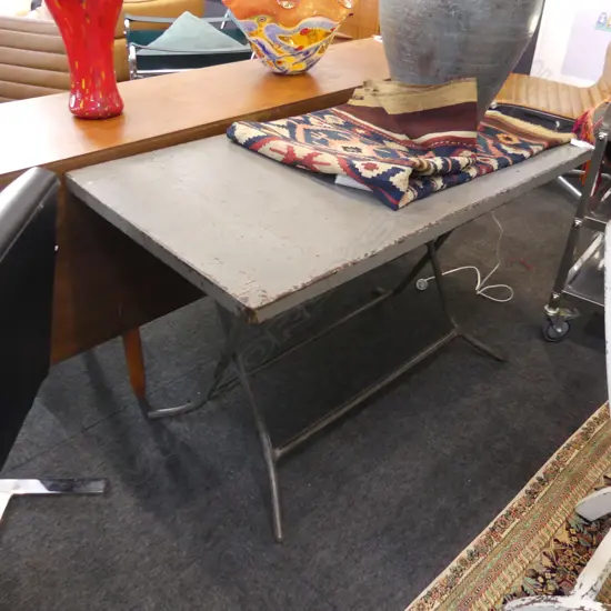VINTAGE METAL INDUSTRIAL STYLE FOLDING TABLE 1115 x 610 x 700mm