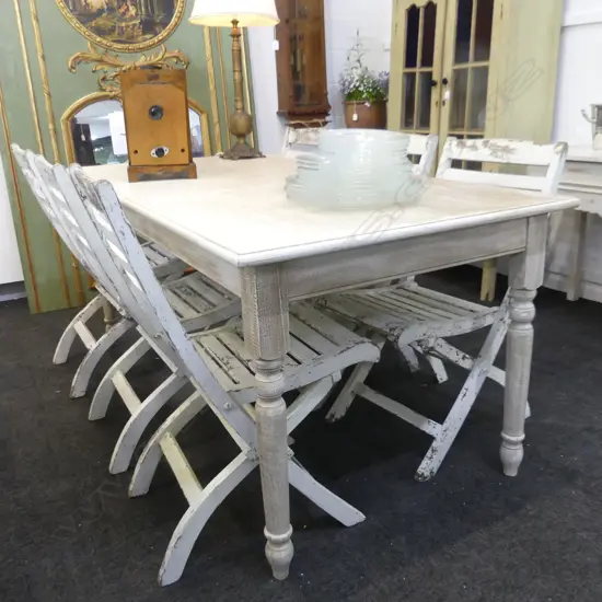 MODERN WHITE DISTRESSED PAINTED FRENCH STYLE DINING TABLE 1800 x 900 x 800mm