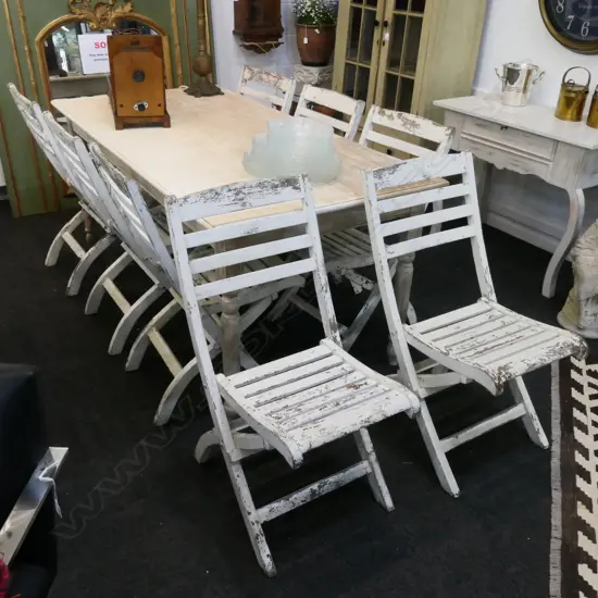 8 WHITE PAINTED FOLDING CHAIRS