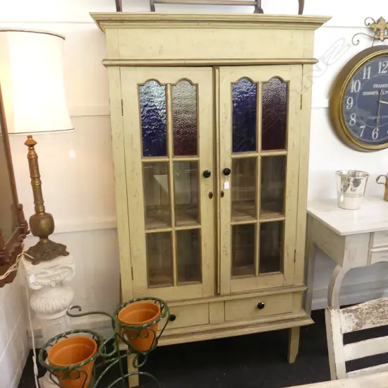 VINTAGE STYLE PAINTED GLAZED CABINET 1005 x 390 x 1745mm