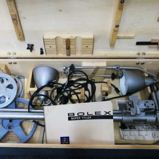 VINTAGE BOLEX PAILLARD SUPER TITLER - IN ORIGINAL LARGE METAL CASE WITH INSTUCTION BOOKLET ETC..
