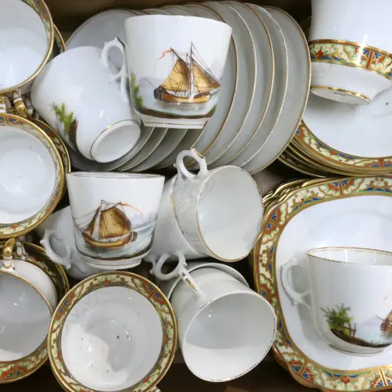 BOX LOT 9 TRIOS + 9 HAND PAINTED C/S