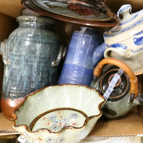 BOX LOT ASST. STUDIO POTTERY