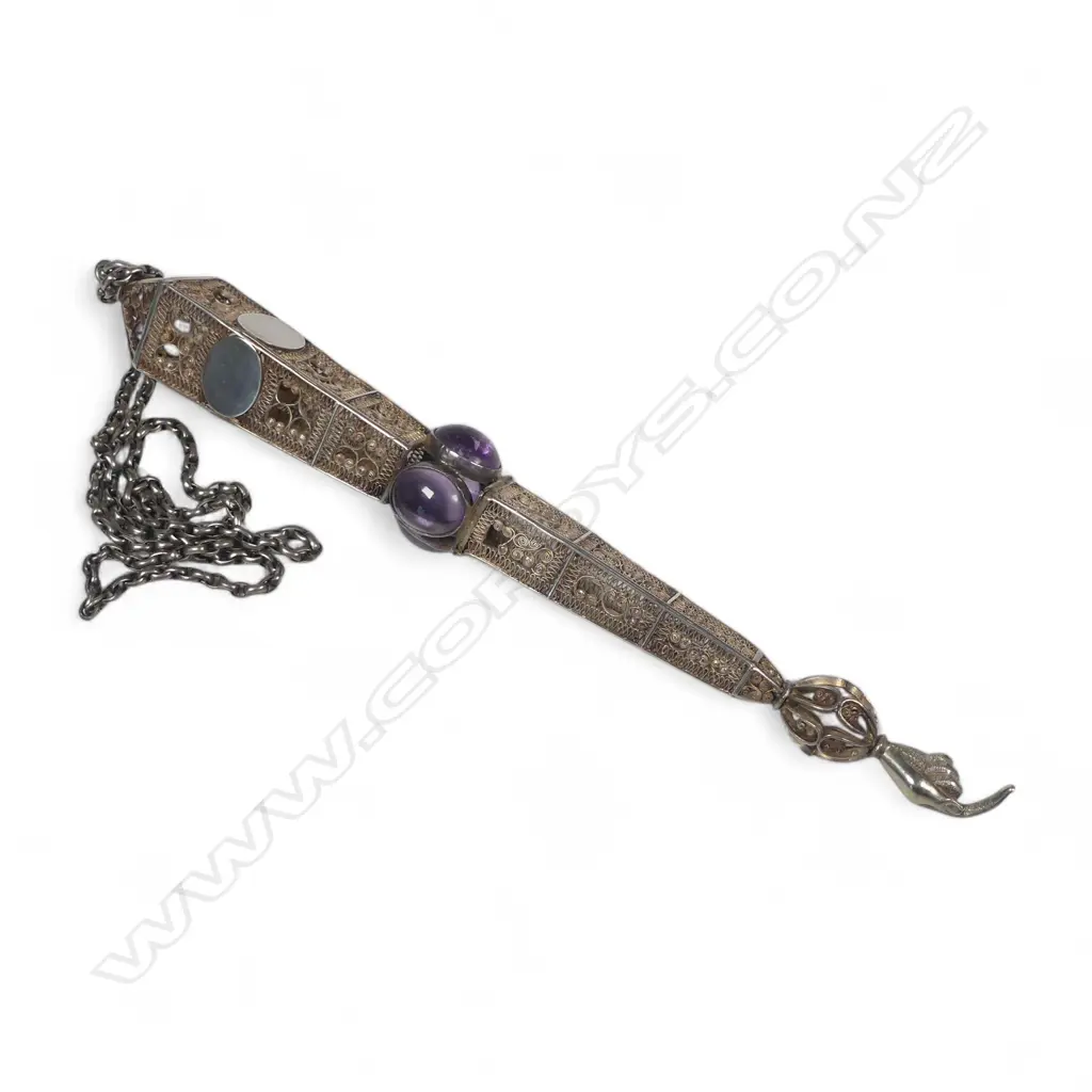 An unmarked, probably silver filigree yad, or Torah pointer, Image 1++