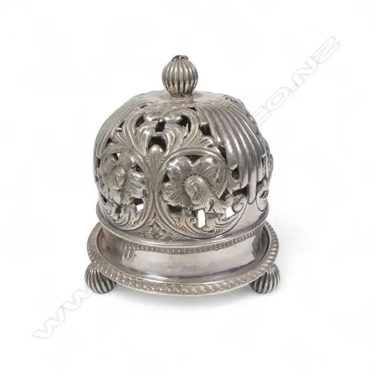 An uncommon Edwardian sterling silver dinner table bell,