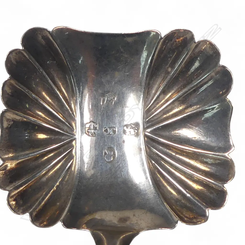 An 19thC silver caddy spoon and a sterling silver and mother of pearl trowel bookmark, Image 1++