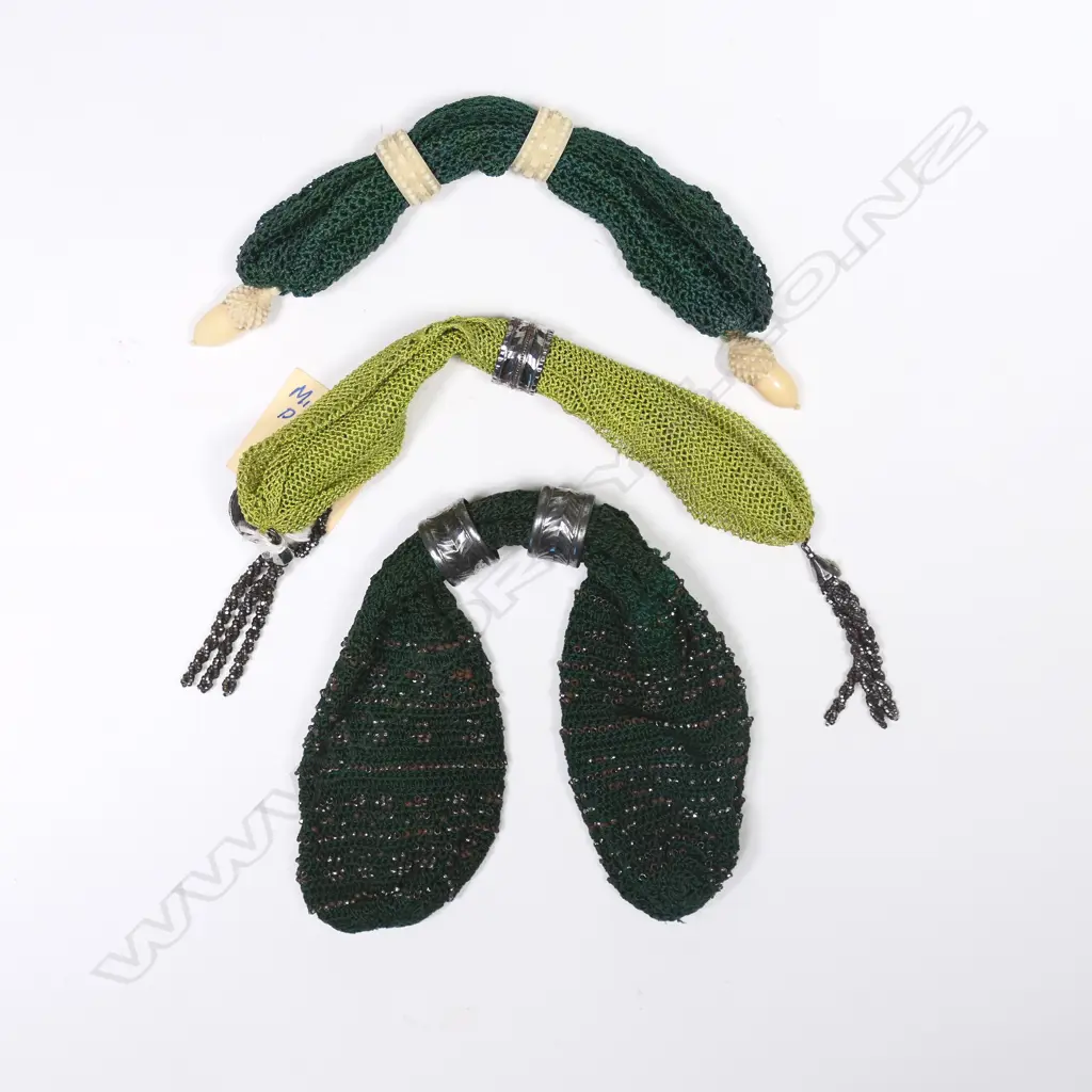 Three miser, ring or stocking purses with ivorine or cut steel fittings Image 1++