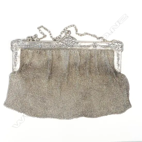 A German .800 silver chain mail mesh handbag,