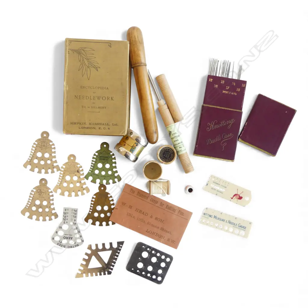 'Encyclopaedia of Needlework' by Thérèse de Dillmont plus selection of needle sizers, Image 1++