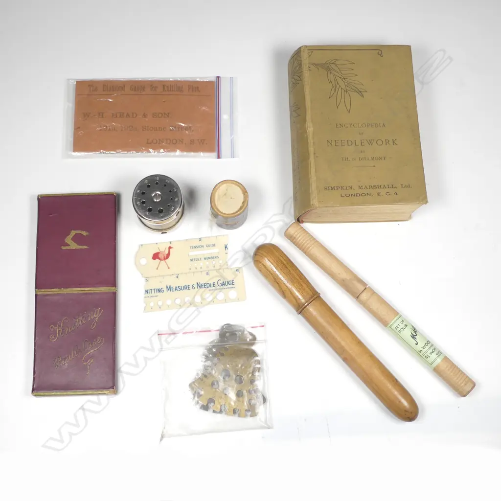 'Encyclopaedia of Needlework' by Thérèse de Dillmont plus selection of needle sizers, Image 1++