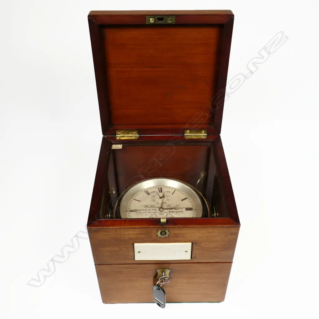 An early 20thC two day marine chronometer by William Woods, Maker to the Admiralty, 69 Lord Street, Liverpool, numbered 612, running, Image 1++