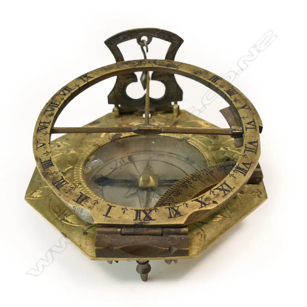 An octagonal brass Augsburg equatorial sundial, c.1820 by Johann Schrettegger*, Image 1++