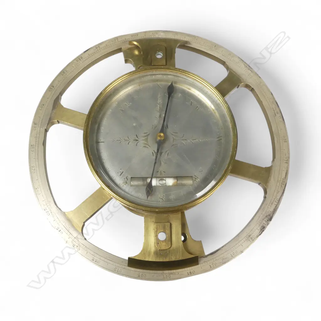 A late 18th-Century brass circumferentor, the silvered 4½" dial signed 'Dollond London', Image 1++
