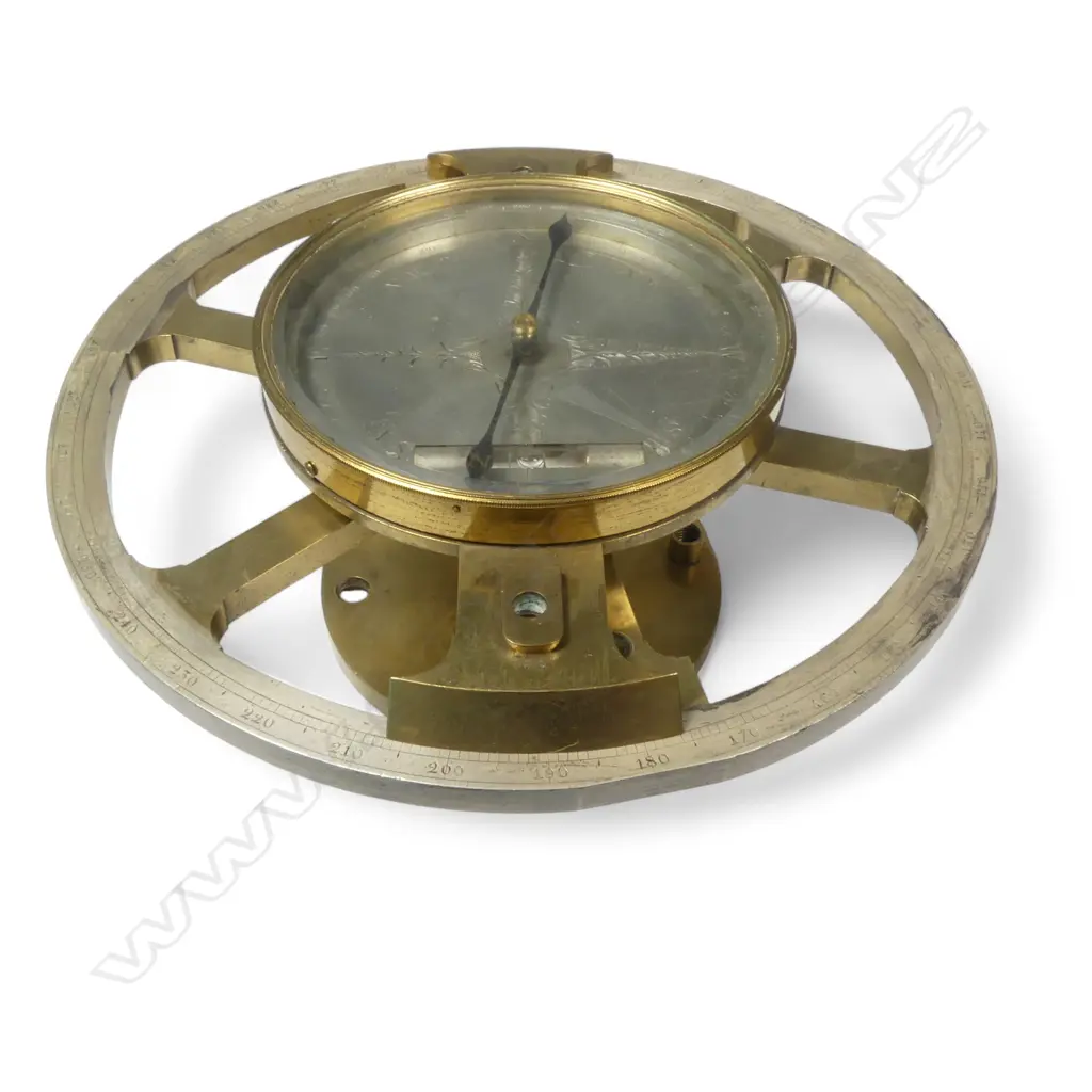 A late 18th-Century brass circumferentor, the silvered 4½" dial signed 'Dollond London', Image 1++