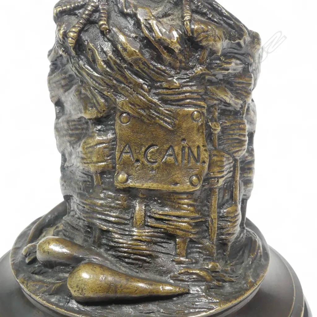 A bronze sculpture by Auguste Nicolas Cain (French 1821-1894) 'Coq chantant, (Crowing cockerel), Image 1++