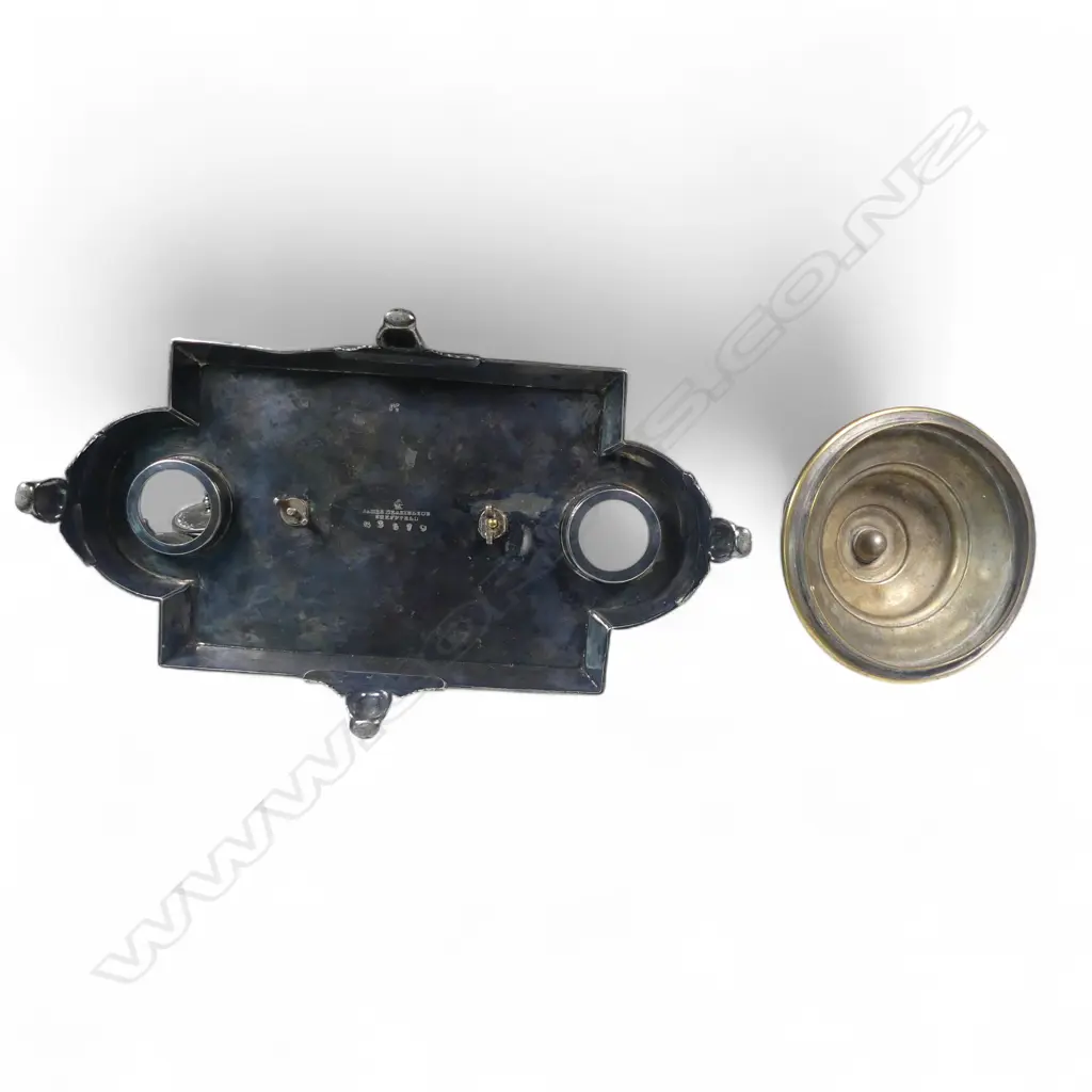 A James Deakin & Sons silver-plated desk top inkstand, surmounted by a camel and cameleer, Image 1++