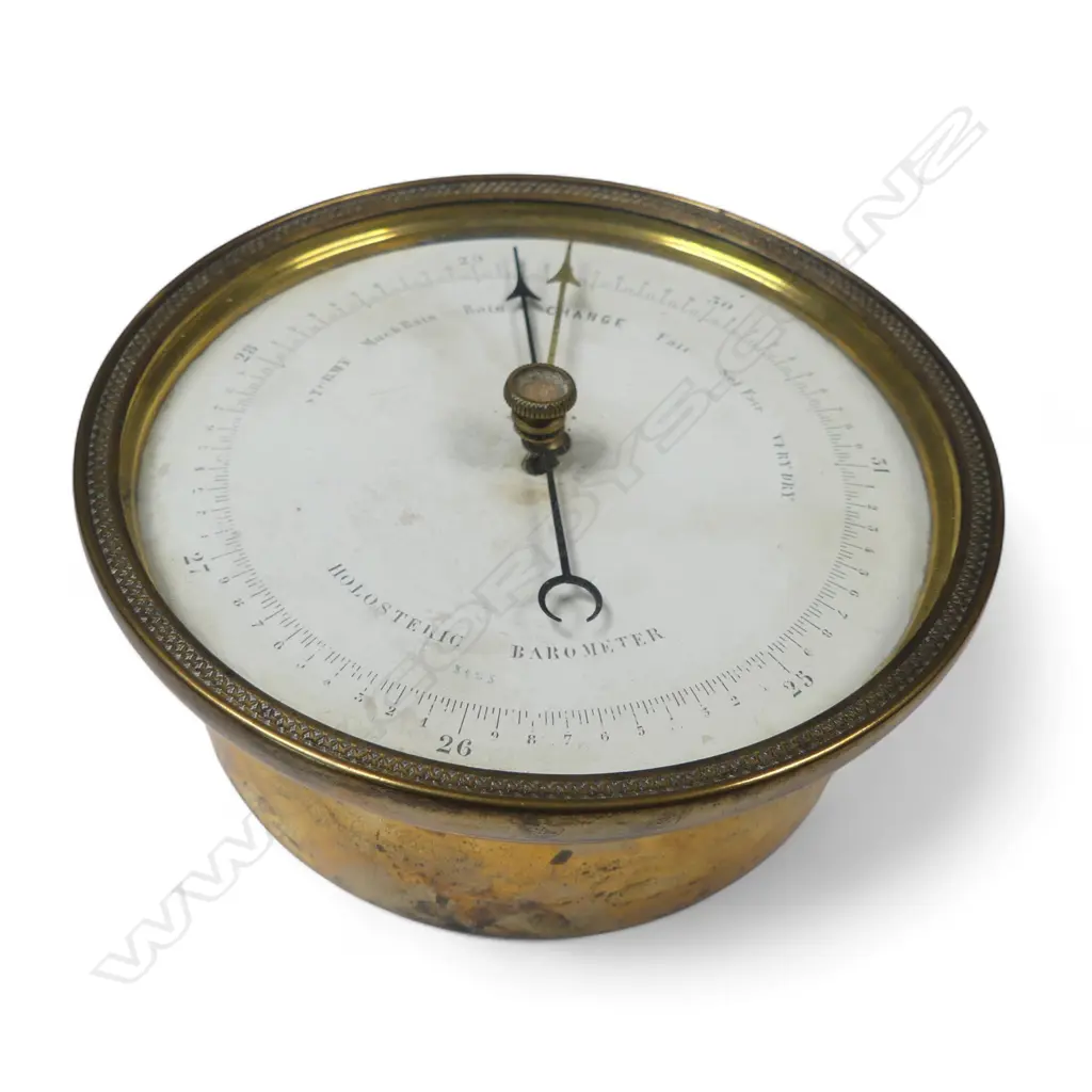 Circular brass cased 'Holosteric Barometer',  Dia.125mm Image 1++