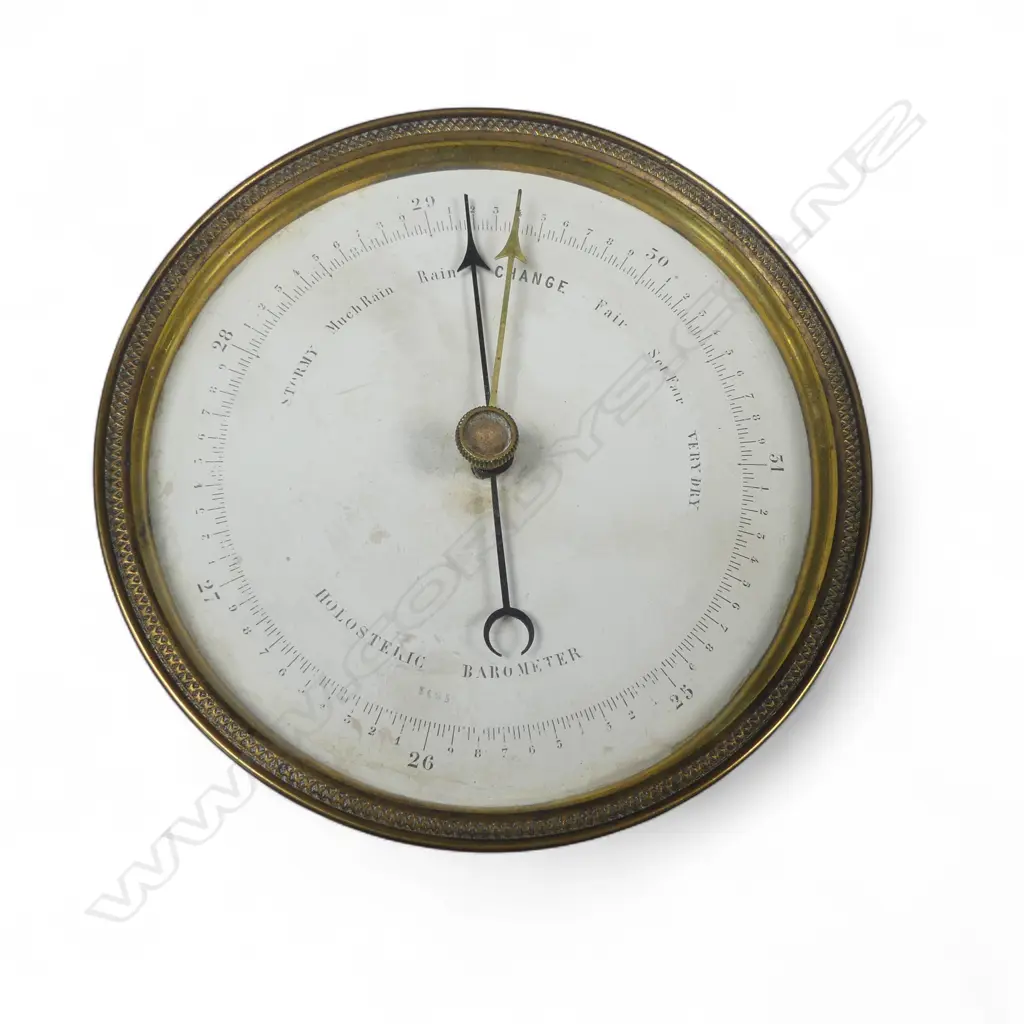 Circular brass cased 'Holosteric Barometer',  Dia.125mm Image 1++