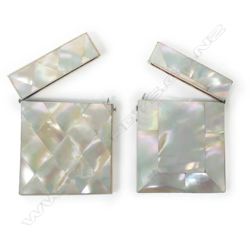Two 19thC cartes de visite cases, one silver plate and mother of pearl, the other all M.o.P, Image 1++