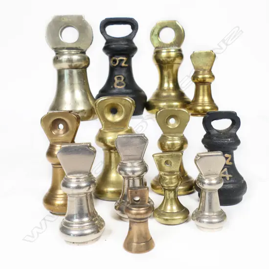 A selection of various iron, brass and chrome bell weights (up to 8oz)