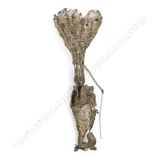 A c.1900 Chinese filigree silver flower posy holder,