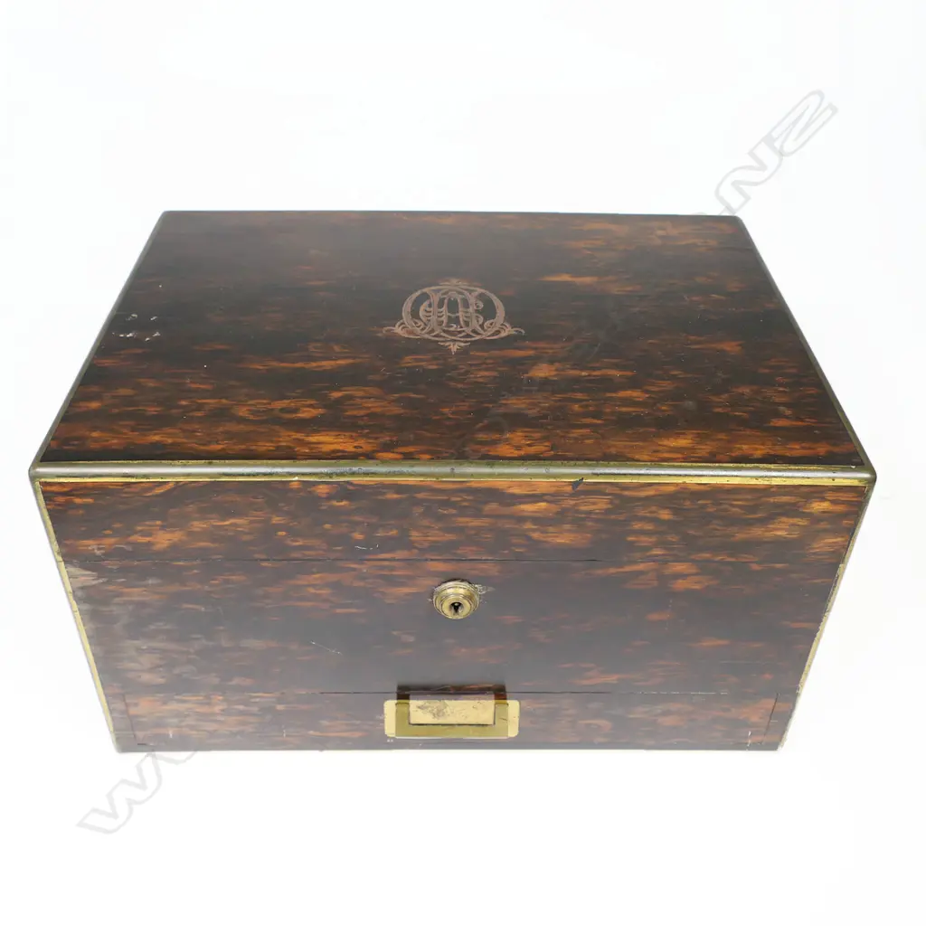 A good Victorian coromandel dressing case by W. Leuchars, 38 Piccadilly, London* (makers to the Royal Family) with near complete sterling silver fittings, London 1852 by Frances Douglas**, Image 1++