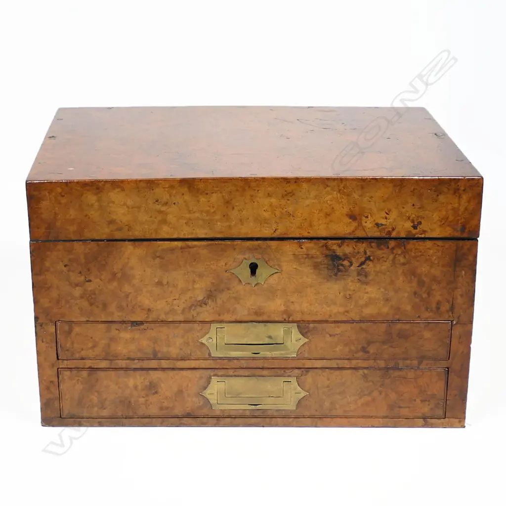 A 19thC homeopathic apothacary box with two fitted drawers, Image 1++