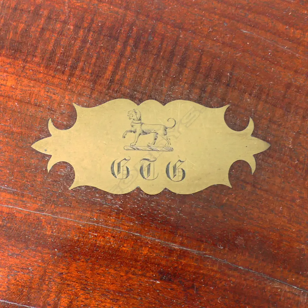 A good George IV period brass bound mahogany gentleman's dressing case by Thomas Briggs* 27 Piccadilly, London, with sterling silver capped cut crystal bottles and jars by John & Archibald Douglas, London 1825, Image 1++