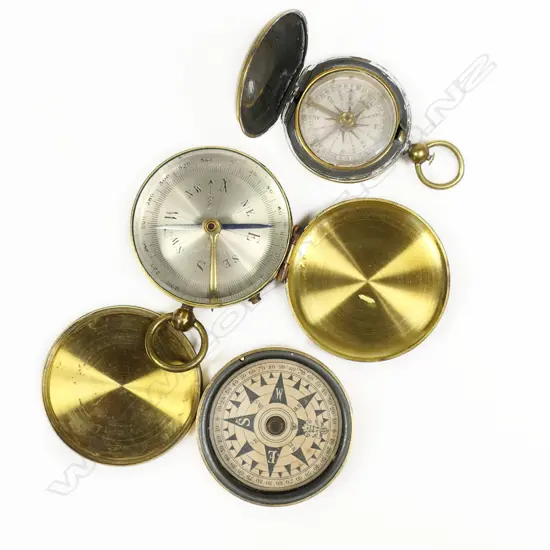 Three 19thC pocket compasses, two hunter cased, one with press lid,